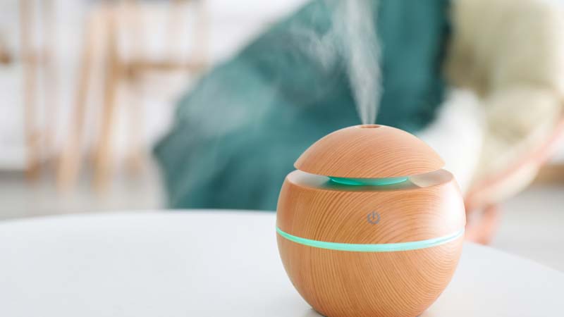 Humidificador Esencias Bola Luz Madera Pino