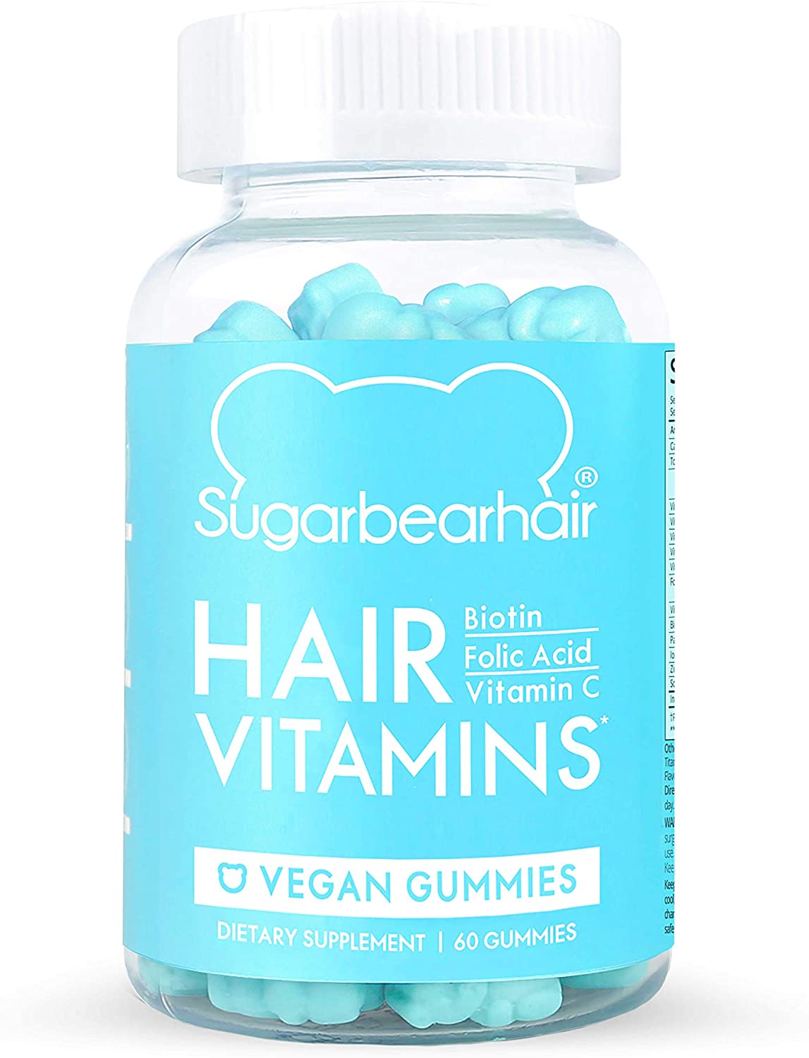 ''SugarBearHair VITAMINS, Vegan Gummy Hair VITAMINS with Biotin, VITAMIN D, VITAMIN B-12, Folic Acid,