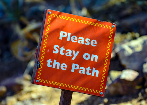 Planning Steps and Tips for a Stress-Free Holiday Break \\ please stay on the path sign