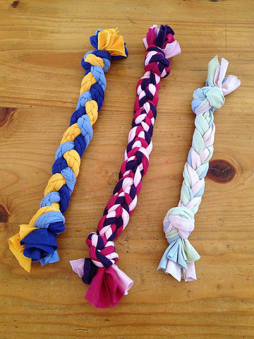 braided t-shirt dog toy