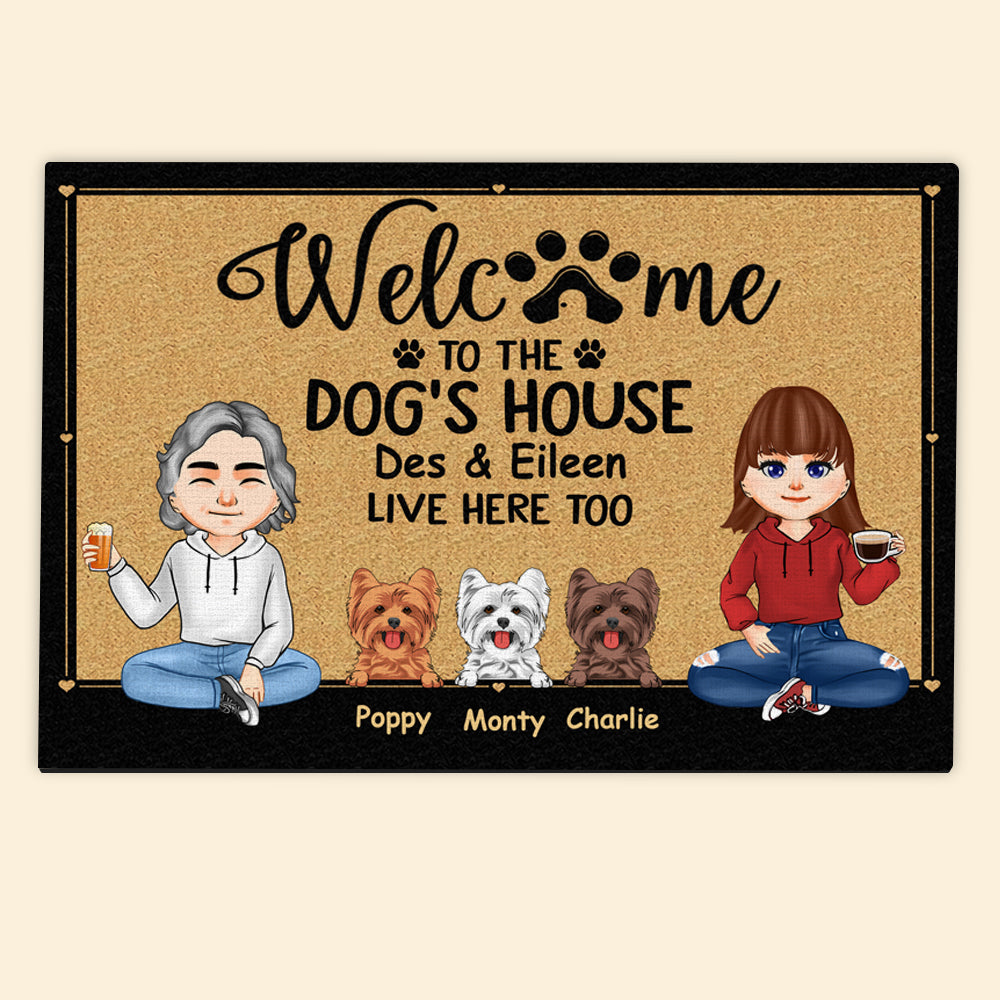 Welcome To My House Love Dogs - Personalized Shaped Door Mat, Dog Cust -  newsvips