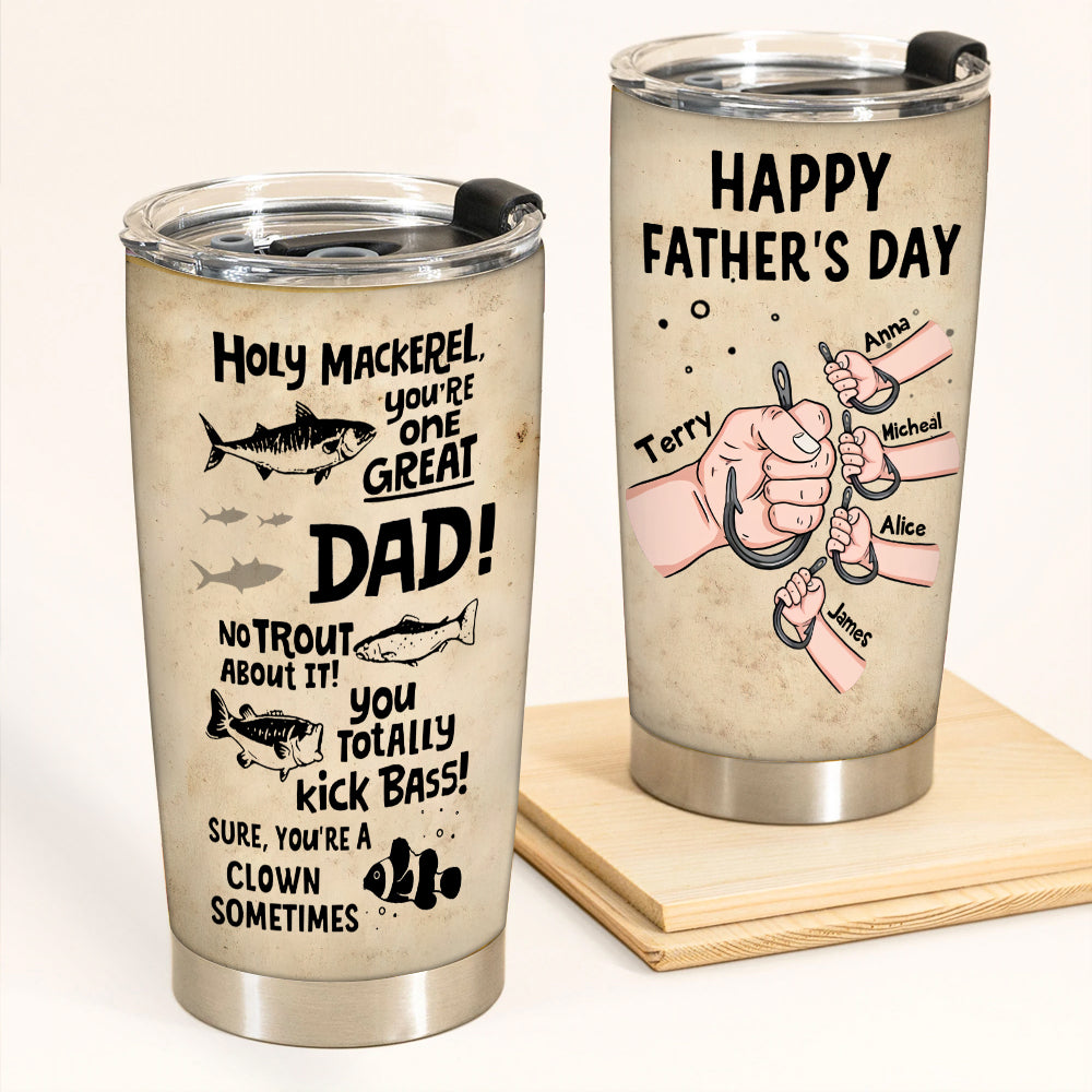 Fishing Custom Tumbler We're Hooked On Daddy Happy Father's Day