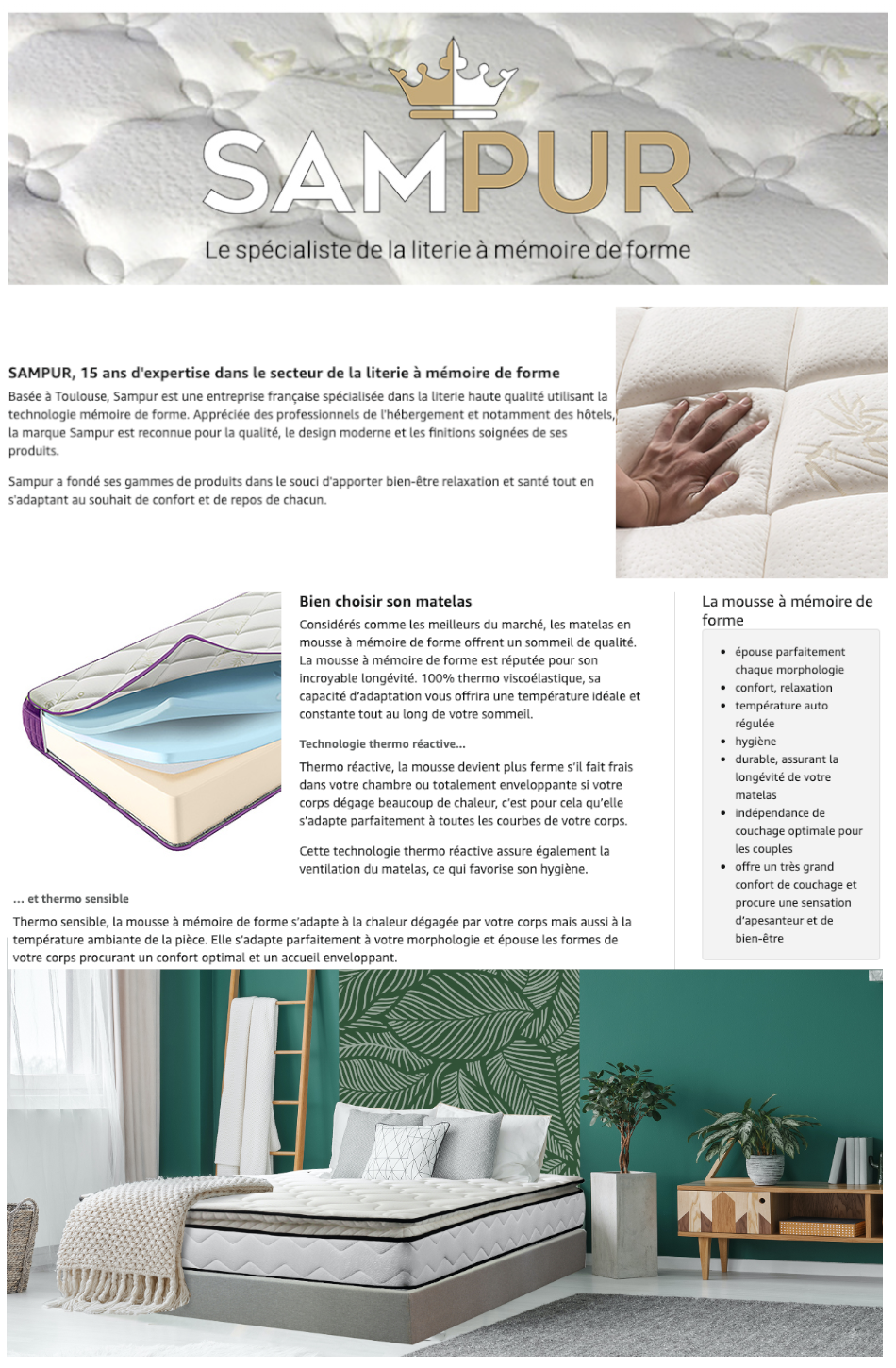 Matelas pour clic-clac à mémoire de forme de Sampur