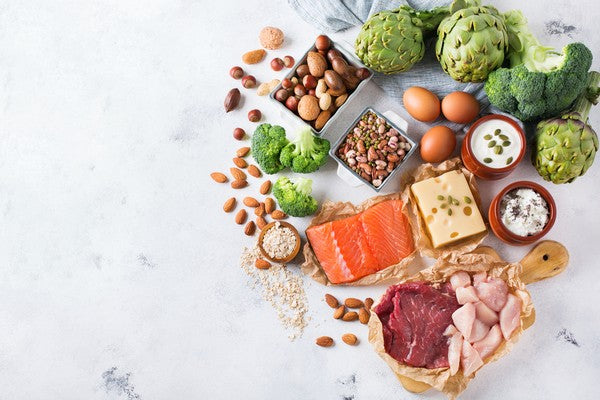 Assortment of healthy protein source and body building food