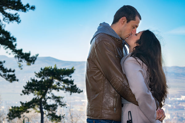 couple hugging and kissing