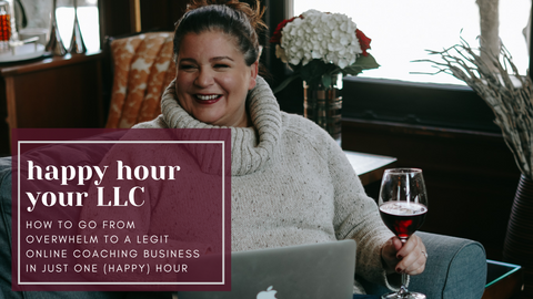 Woman drinking wine, advertising Happy Hour Your LLC