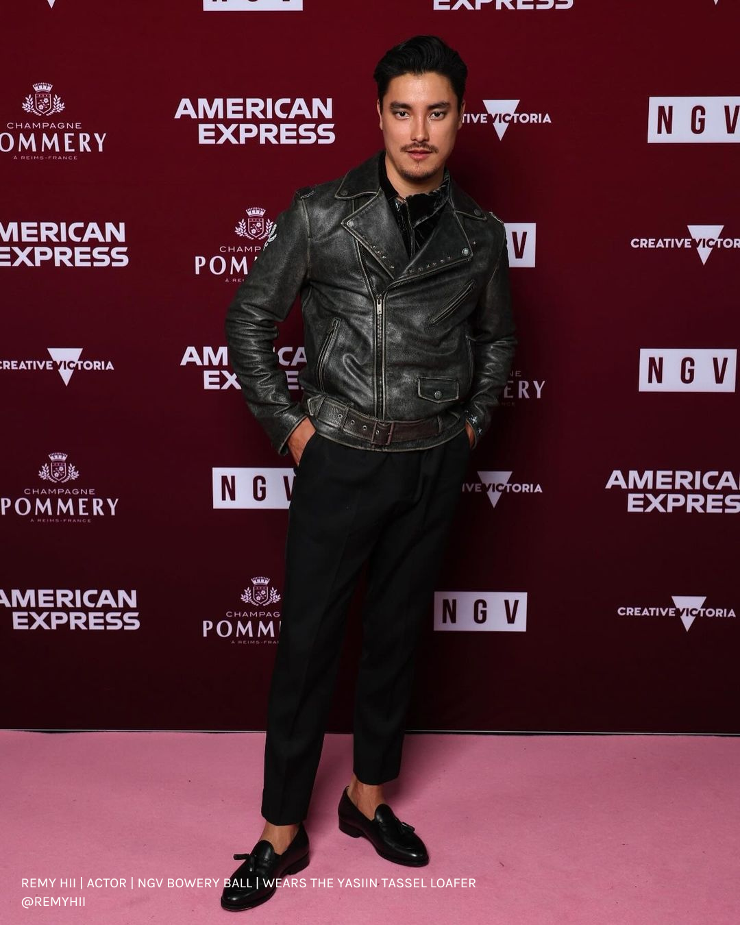 Remy Hii NGV Bowery Ball wearing Etymology loafers