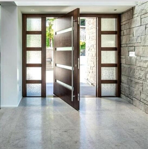 modern wood door design with glass