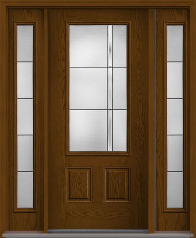 WDMA 56x80 Door (4ft8in by 6ft8in) Exterior Oak Axis 3/4 Lite 2 Panel Fiberglass Door 2 Sides HVHZ Impact 1