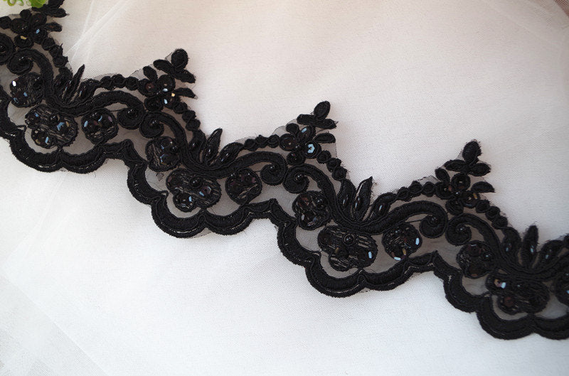 black crochet lace trim