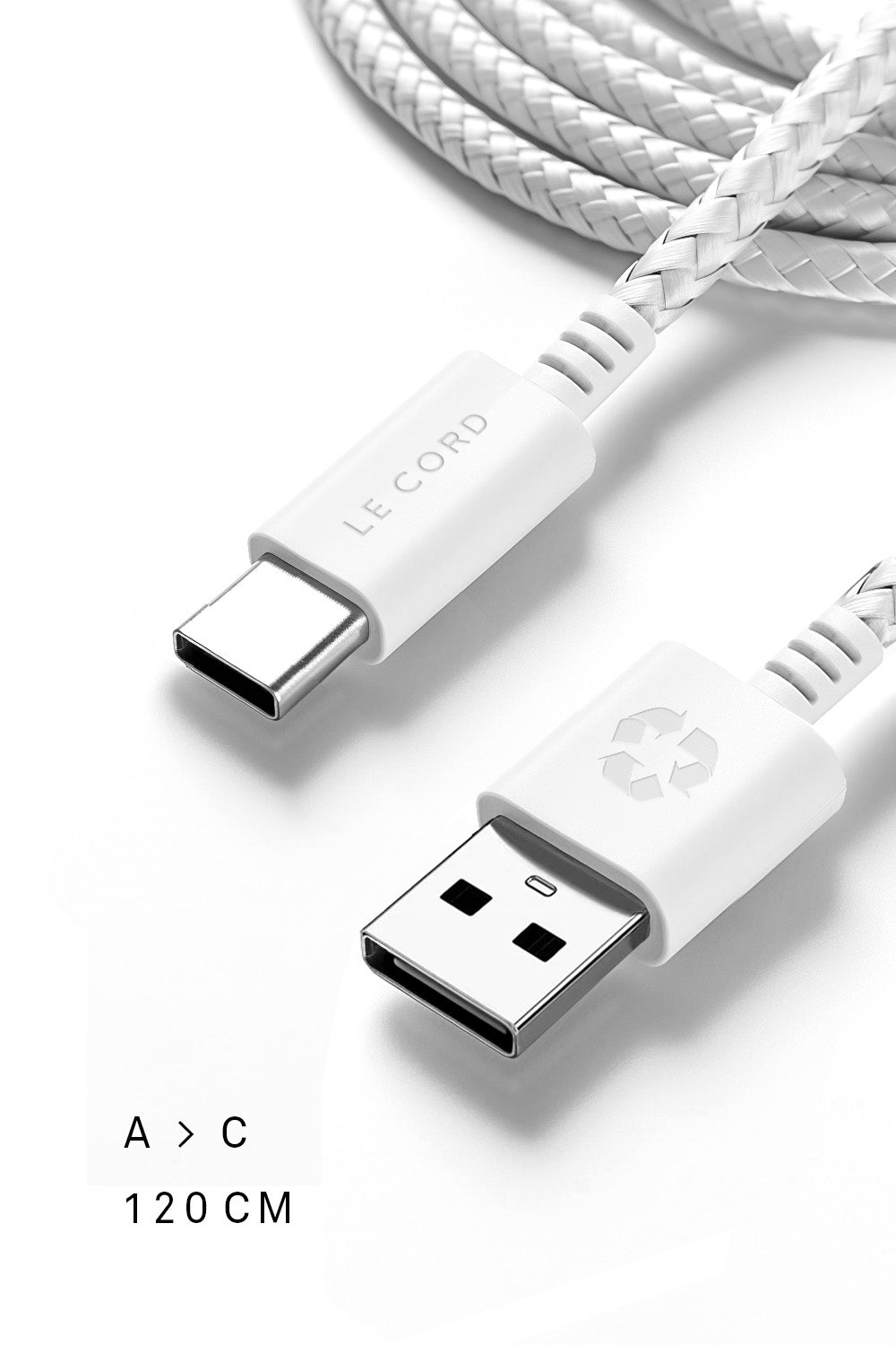 Super Pale USB A to Type C cable · 1.2 meter · Made of recycled plasti