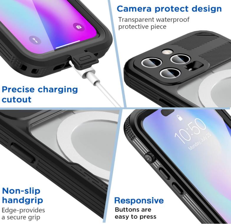 iPhone 14 Pro Max Waterproof Case Magsafe with Built in Screen Protector IP68 Rating Underwater Fully Water Dustproof Military Shockproof Rugged Case
