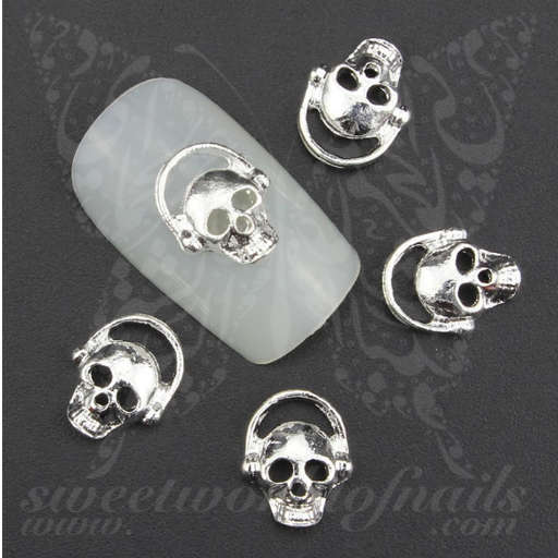 3d Silver Skull Halloween Nail Charms