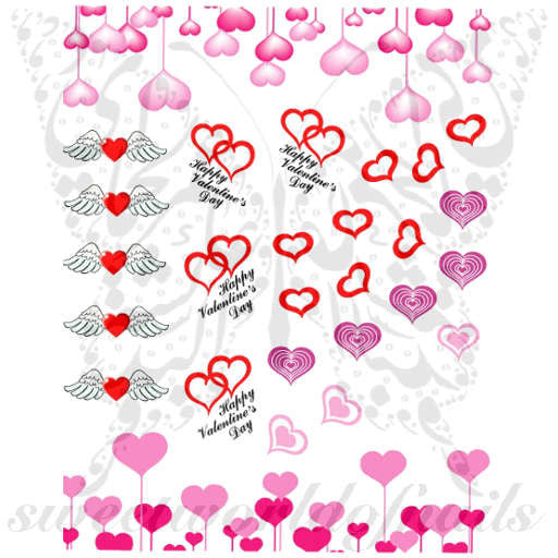 Valentine S Day Nail Art Pink Red Hearts Wings Nail Water Decals Water