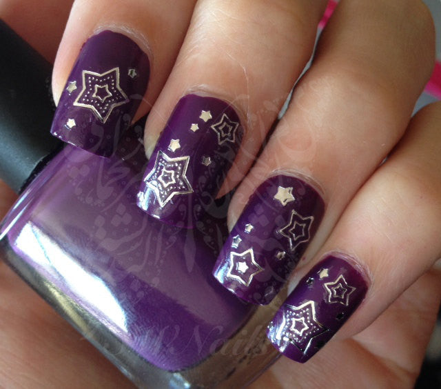 Silver Stars Nail Art Water Decals Transfers Wraps
