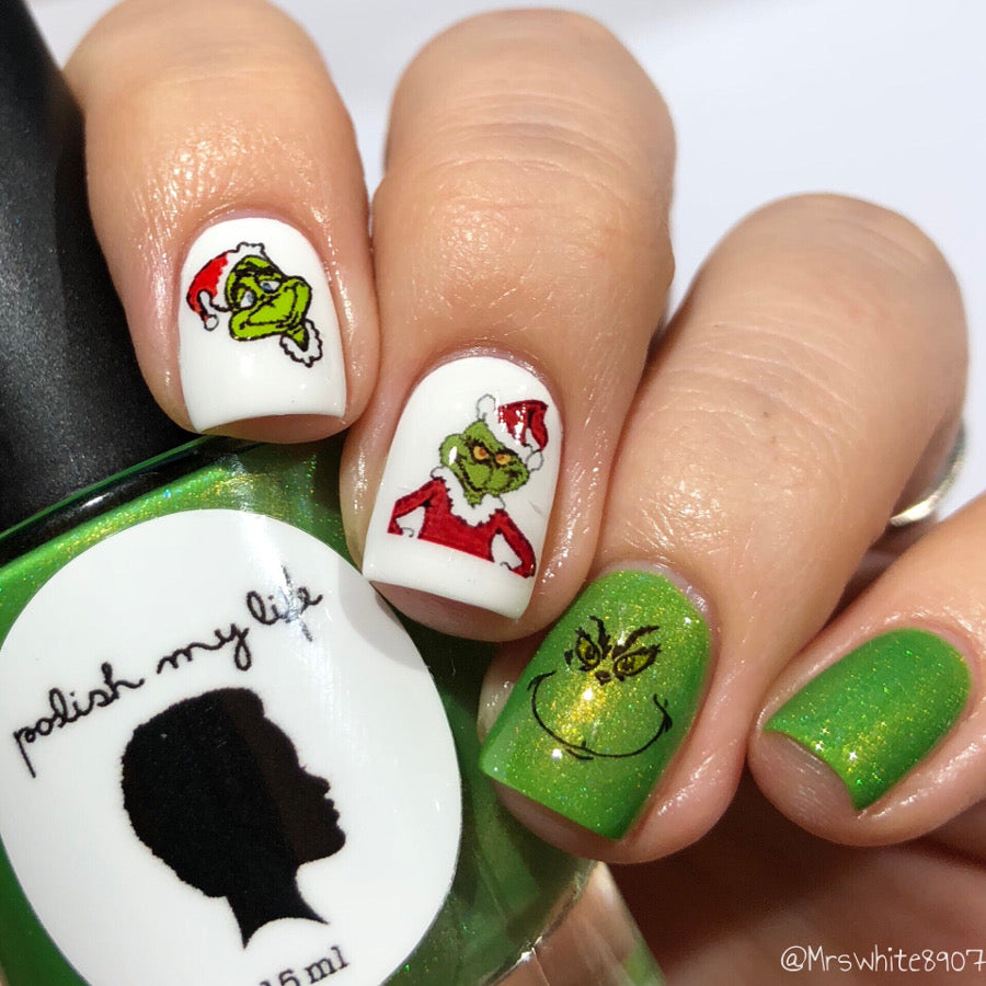 The Grinch Nail Art Nail Water Decals Transfers