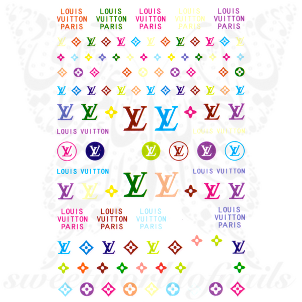 Colorful LV Nail Art Stickers