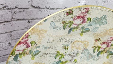 How to Reverse Decoupage on a Glass Plate with a Floral round napkin