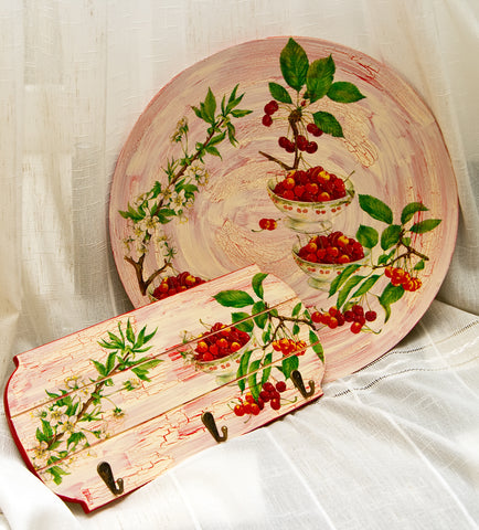 Image of wooden plate crafted with decorative paper napkins. Great Decoupage ideas.