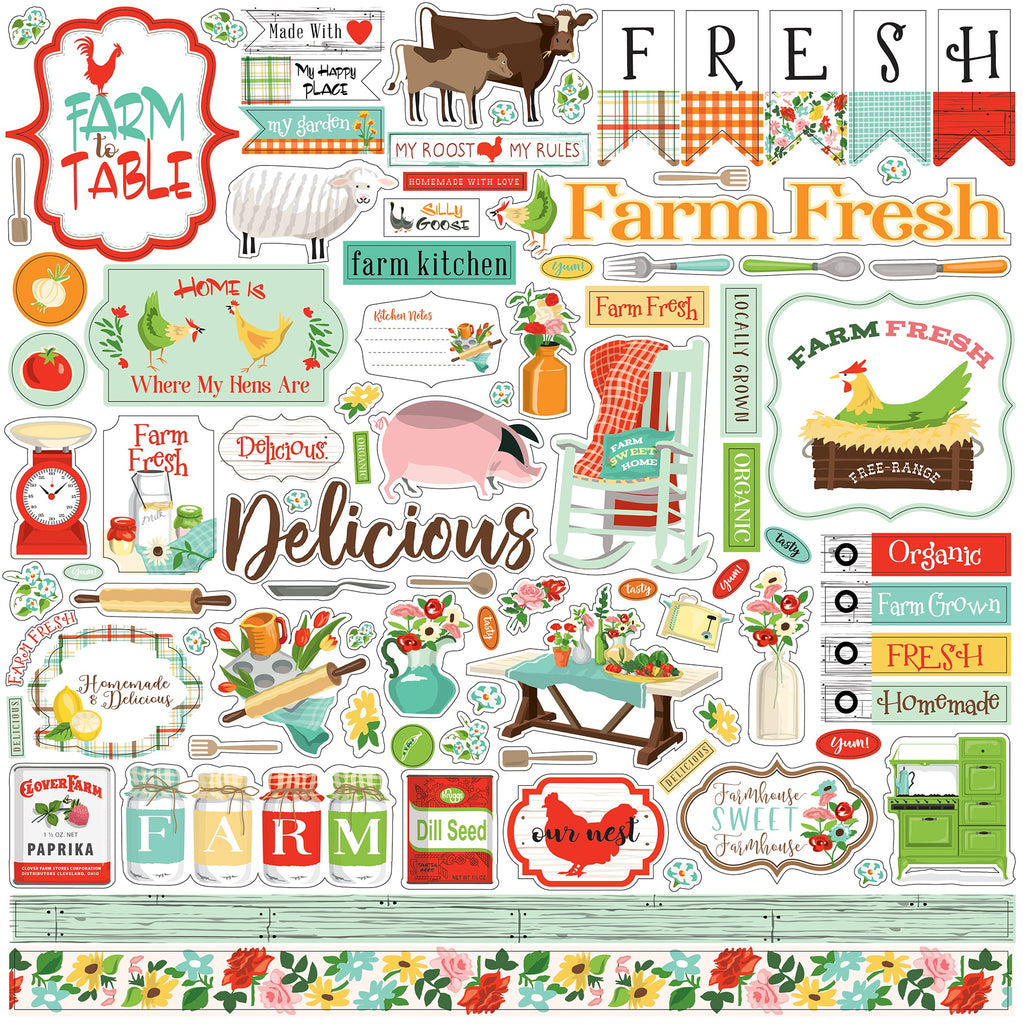 Prima Farm Sweet Farm Chipboard Stickers 35/Pkg