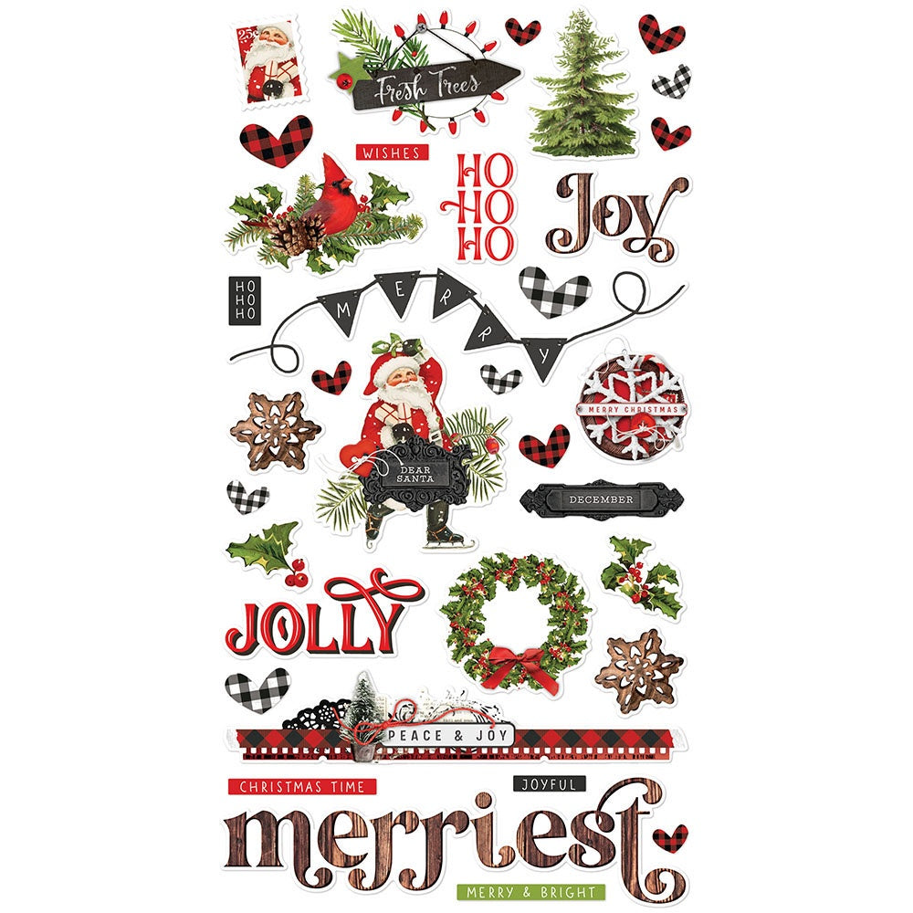 Simple Vintage Rustic Christmas Cardstock Stickers 12X12-Banners