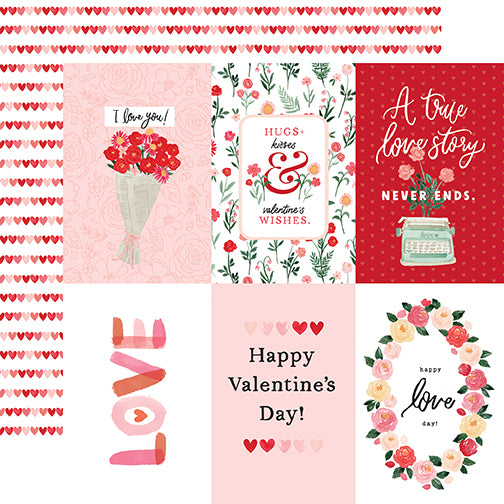 My Valentine Collection 2x2 Journaling Cards 12 x 12 Double-Sided Scrapbook  Paper by Carta Bella