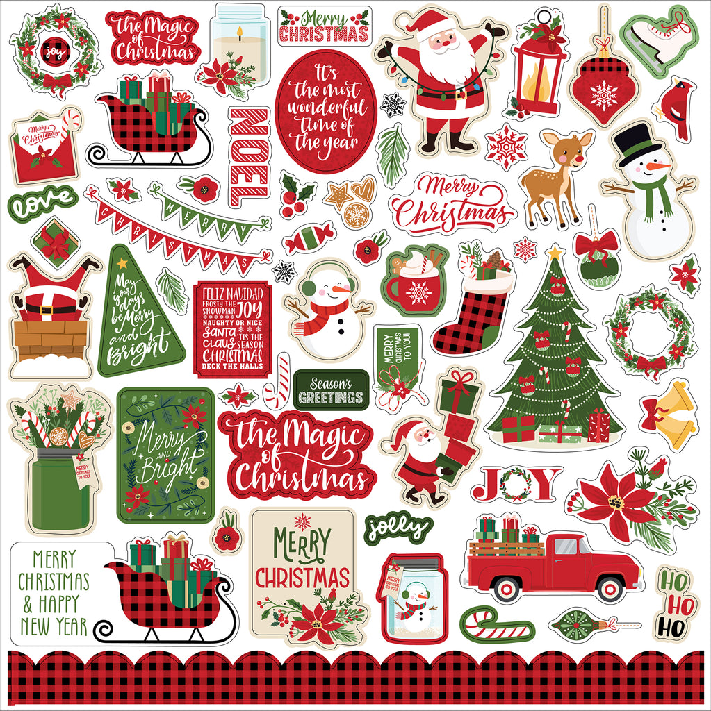 Echo Park Paper A Cozy Christmas Cardstock Stickers 12x12 Elements