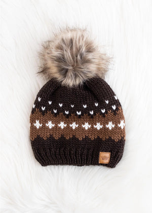 Dark Pattern Pom Hat - Jayda Belle Boutique
