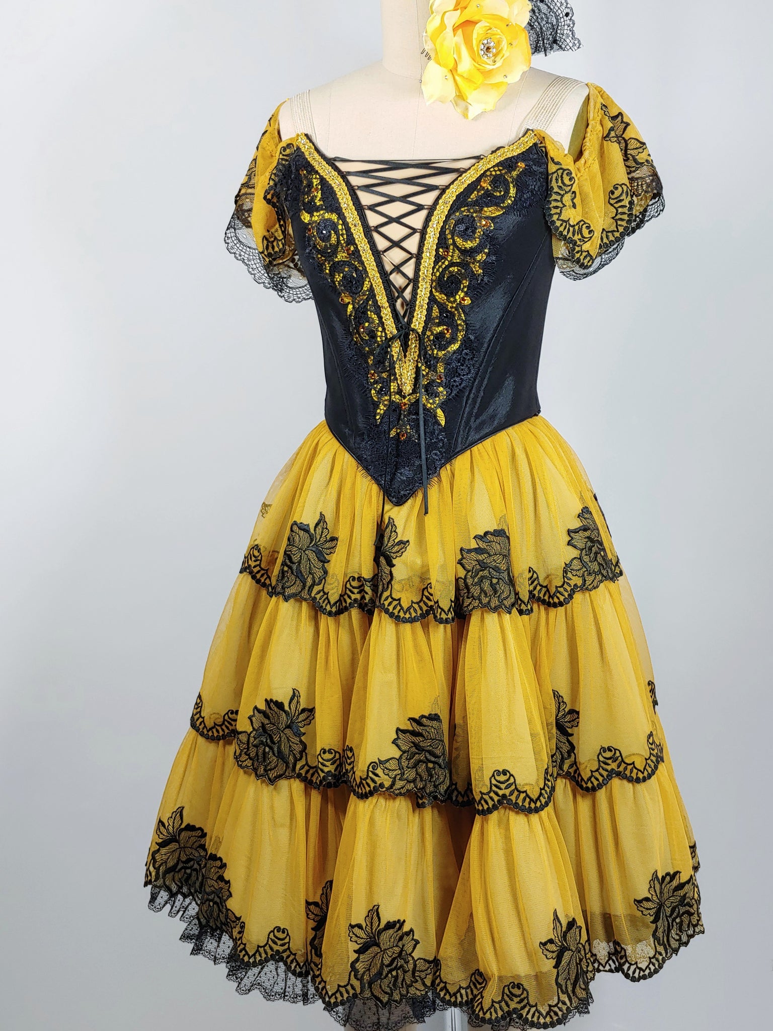 Kitri Act I Three Tiered Yellow Spanish Costume – Classical Tutus
