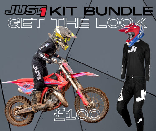 Just 1 Youth Bundle - Youth Motocross Kit  - Black - Including Helmet