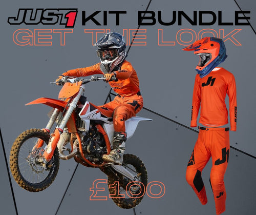 Just 1 Youth Bundle - Youth Motocross Kit  - Orange Including Helmet