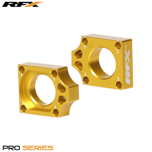 RFX Pro Rear Axle Adjuster Blocks (Yellow) Suzuki RMZ250/450 06-22