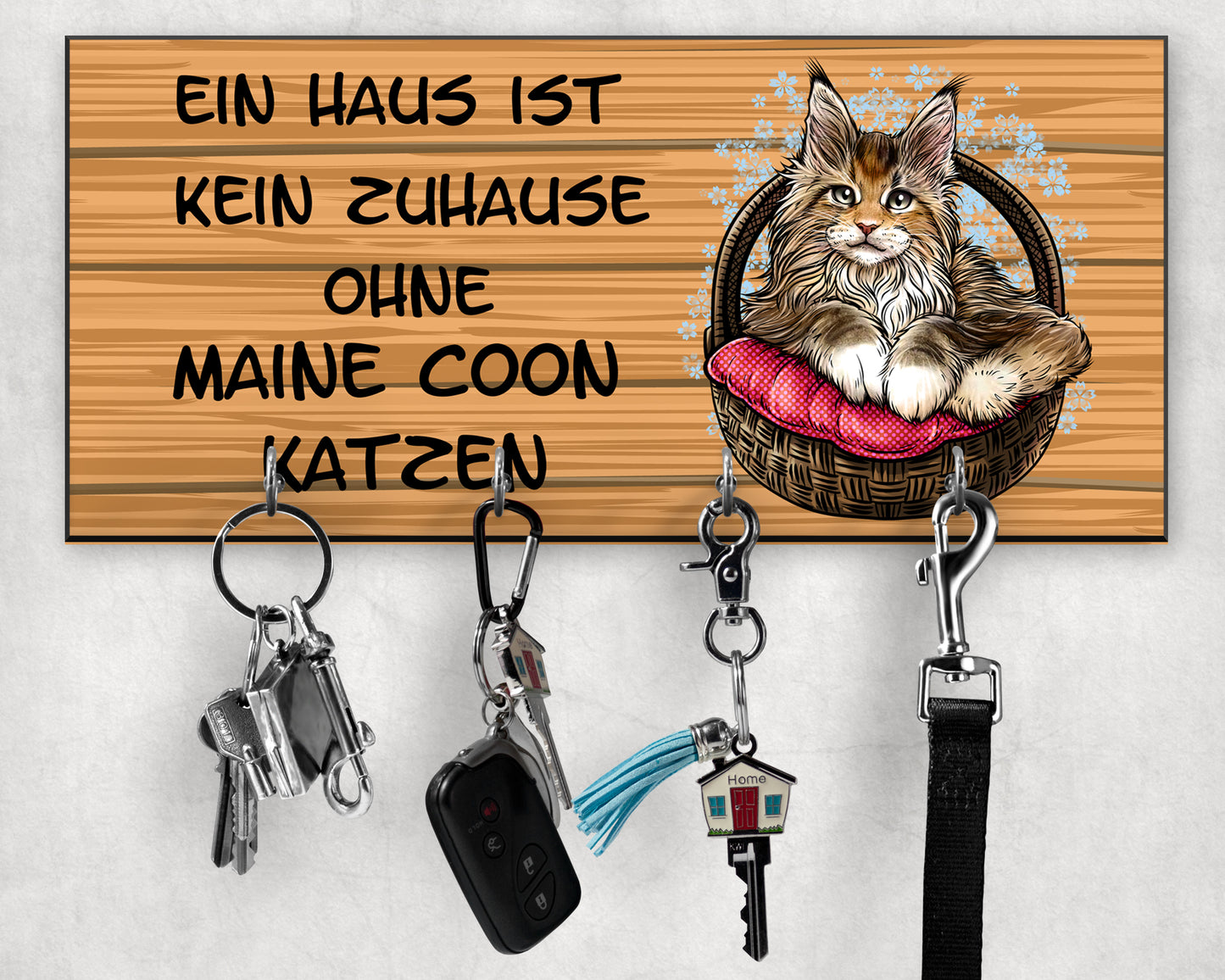 Schlüsselboard Schlüsselbrett mit Maine Coon Katze