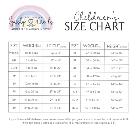 childrens size chart