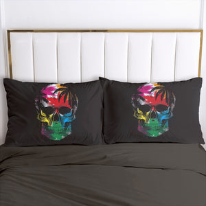 Colorful Skulls for Summer Vacation Pillowcase