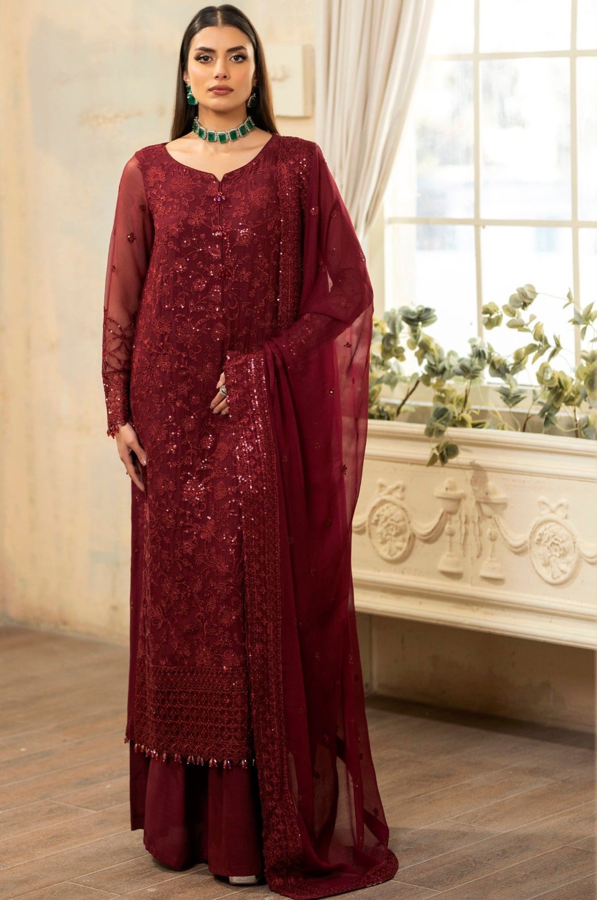 MGB-21-13 EMBROIDERED CHIFFON 3 PCS – Mohagni