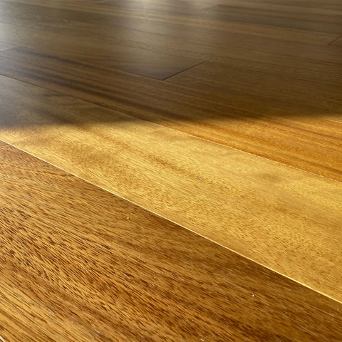 CP PREFINISHED BRUSHED IROKO PARQUET gold leaves honeyed plank parquet