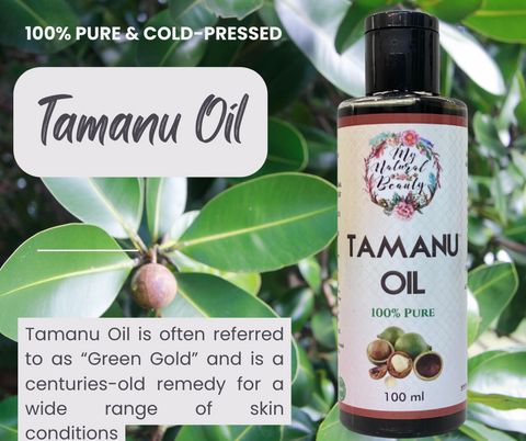 Tamanu Oil as a natural remedy, its potent healing properties have been said to assist with the treatment of scars, acne & acne scarring, abrasions, psoriasis, eczema, dermatitis, rosacea, stretch marks, age spots, sunburn, skin rashes, blisters, toenail fungus, and the list goes on