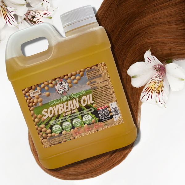 Hair Growth: Massage small amount of Soybean oil onto your scalp and edges. Soybean oil may help stimulate blood flow, nourish the scalp and encourage growth. These effects may help fight hair loss and promote hair growth. For best results, regularly massage a small amount of this oil into the scalp.