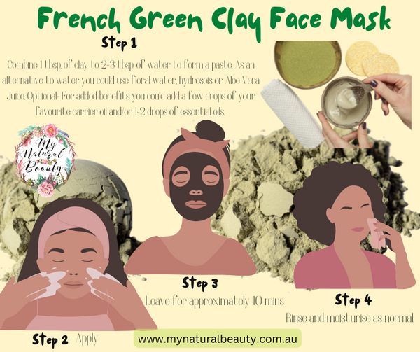 100% Pure French Green Clay- 500g     The most amazing face mask! And other great uses.