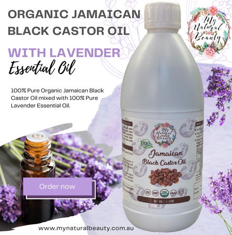My Natural Beauty Organic Jamaican Black Castor Oil infused with Lavender Essential Oil -1 Litre Jamaican Black Castor Oil with Lavender Essential Oil -100 % PURE and Natural- Hair loss treatment. Re-grow hair naturally! INGREDIENTS 100% Organic Jamaican Black Castor Oil and Lavender Essential Oil. A potent and natural combination of oils that help to reduce hair loss and stimulates new hair growth!. Australia