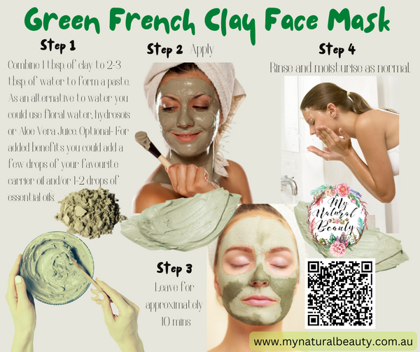 100% Pure French Green Clay- 500g     The most amazing face mask! And other great uses.