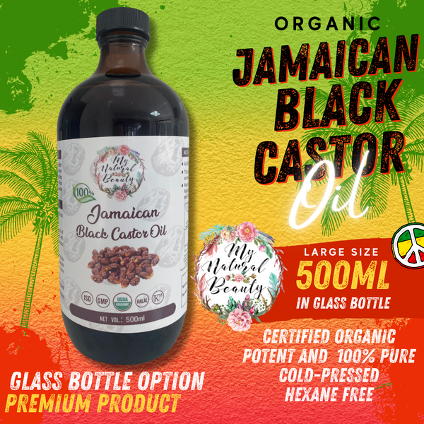 Jamaican Black Castor Oil in a Glass Bottle