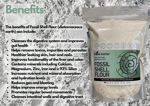 Benefits of Diatomaceous Earth. Fossil Shell Flour is a natural product derived from the fossilised remains of microscopic shells of freshwater aquatic organisms called diatoms.
