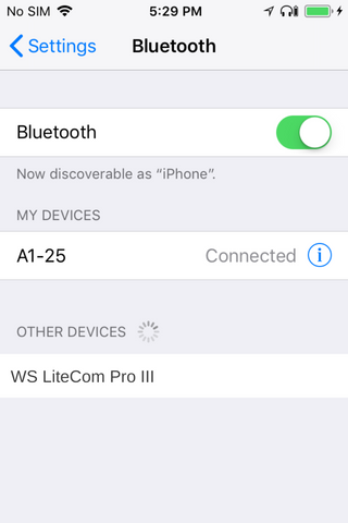 Lista de emparelhamento Bluetooth