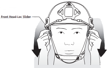 Voorste kop sliders op een snelle helm