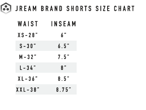 Jream Bjj Grappler shorts size chart