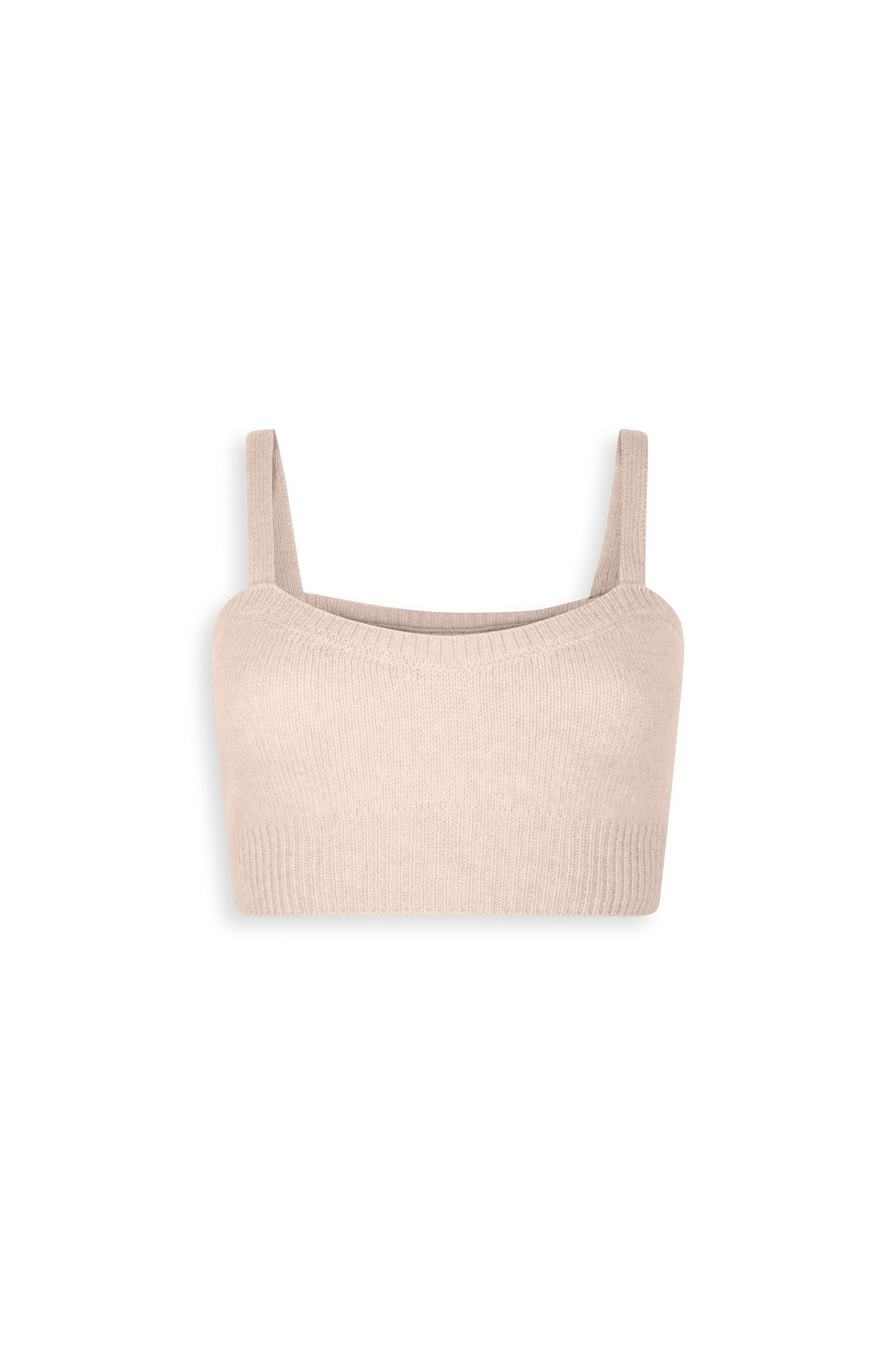 powder pink cashmere crop top with straps