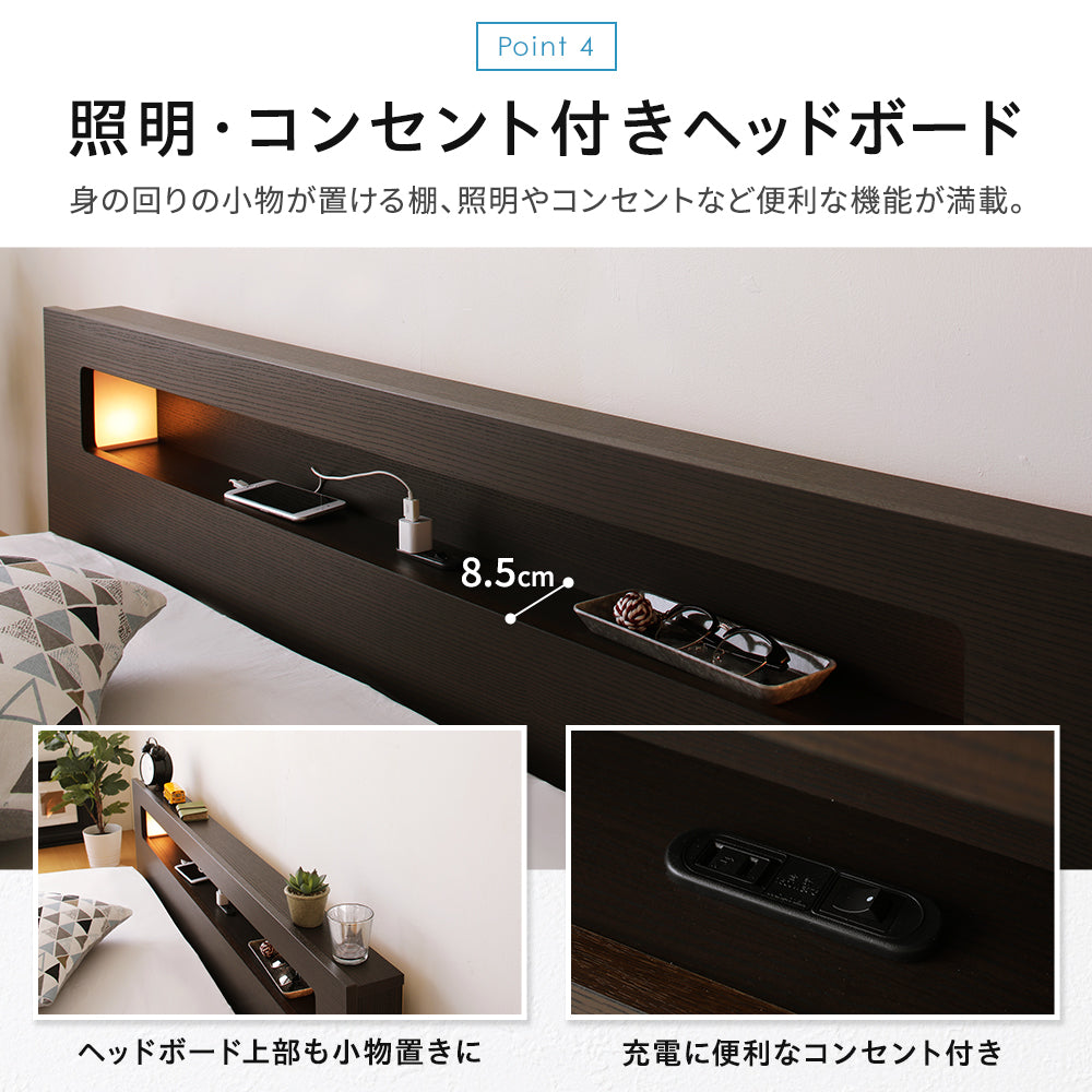 「日本製 照明・棚付きフロアベッド」の人気の理由①