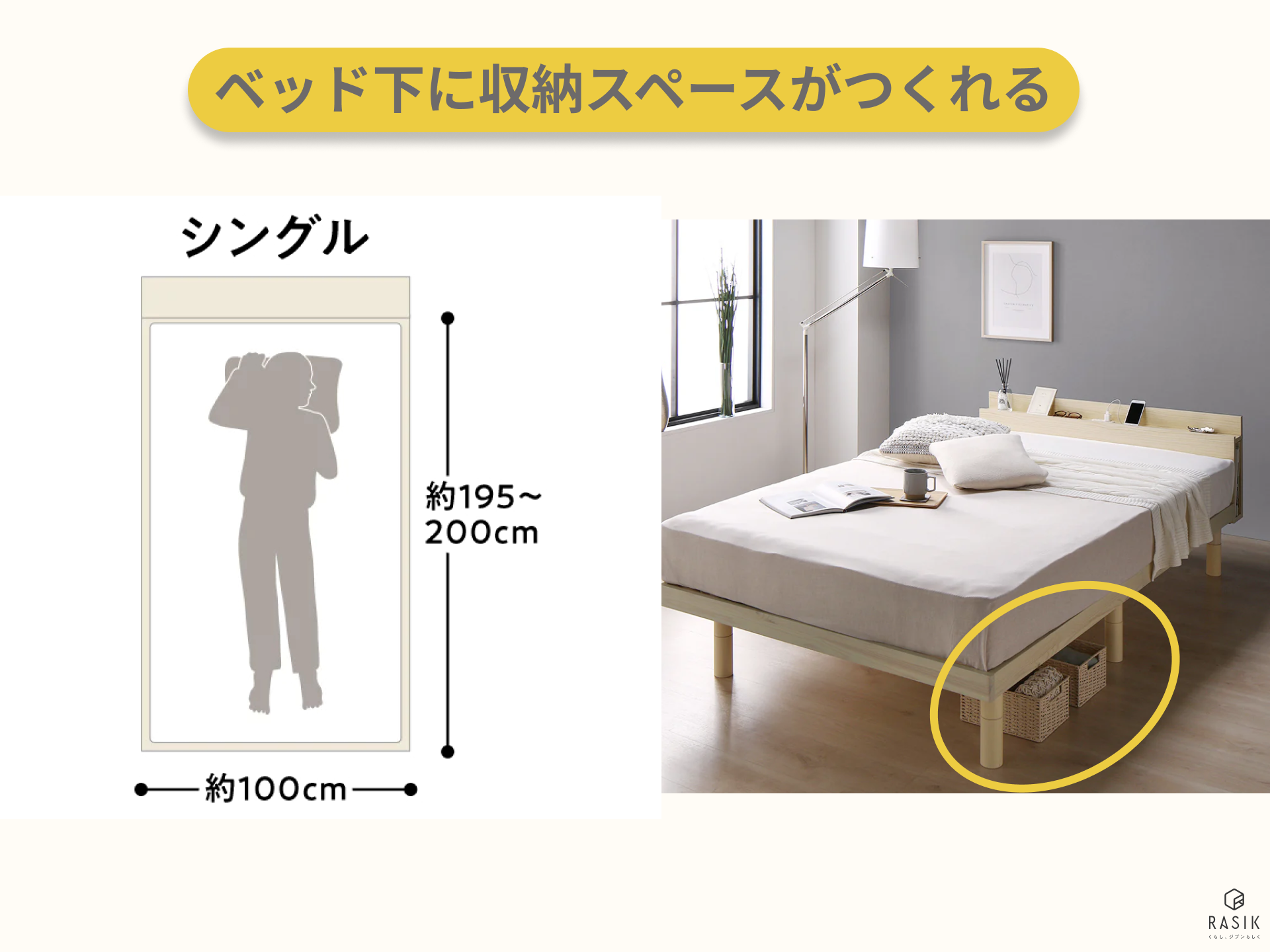 シングルサイズのおすすめのベッドフレームの画像